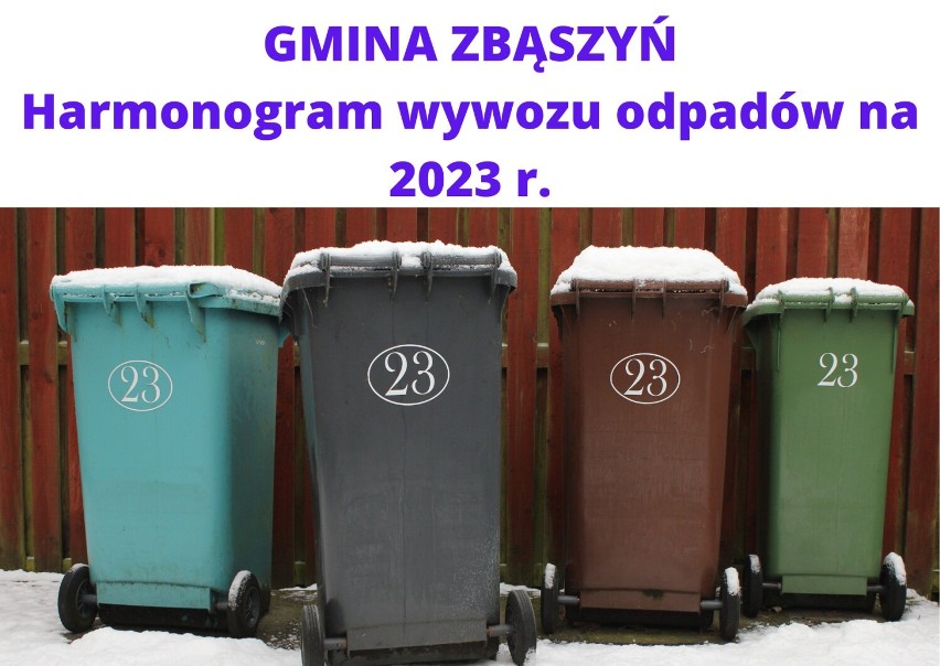 Harmonogram odbioru odpadów na 2023, w Zbąszyniu i wioskach...