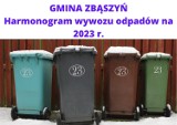 Harmonogram odbioru odpadów na 2023, w Zbąszyniu i wioskach gminy Zbąszyń. Do pobrania pliki w PDF