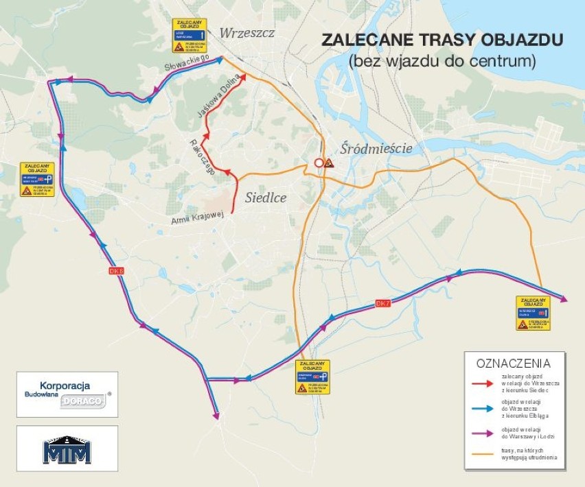 Zalecane trasy objazdu