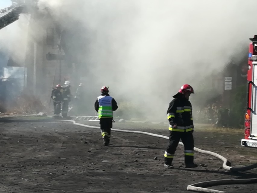 Pożar w Karczmie Siwy Dym w Łysomicach pod Toruniem [zdjęcia, wideo]