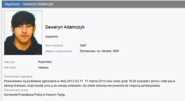 Zobacz aktualną listę osób zaginionych z Krakowa i miast małopolski. Jeżeli masz jakiekolwiek informacje dotyczące zaginionego, skontaktuj się pilnie z komendą policji. Lista zaktualizowana 29.06.2015r.