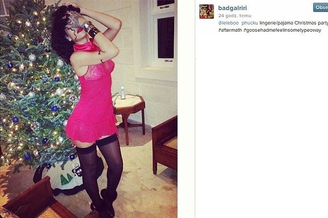 Rihanna przed przyjęciem świątecznym (fot. screen Instagram)
