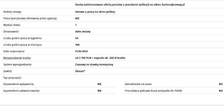 Oferta pracy: ŚLUSARZ-MECHANIK
Numer: S t P r / 2 0 / 0 5 0...