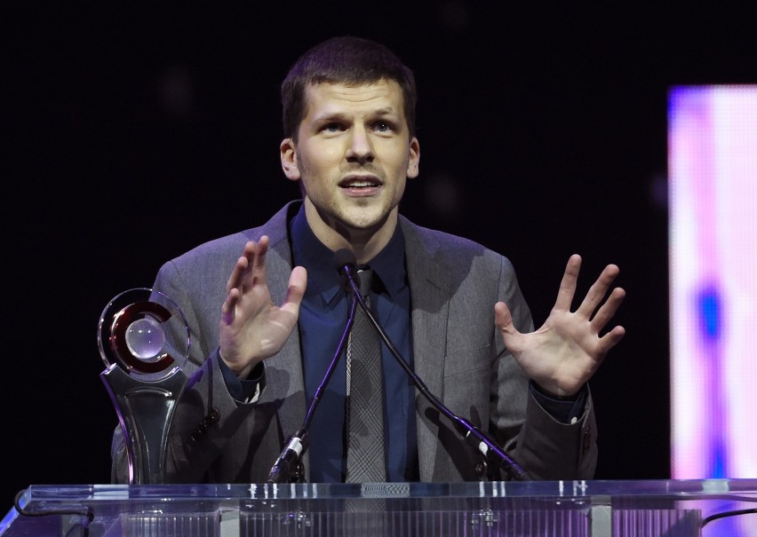 Actor jesse eisenberg accepts the male star of the year...