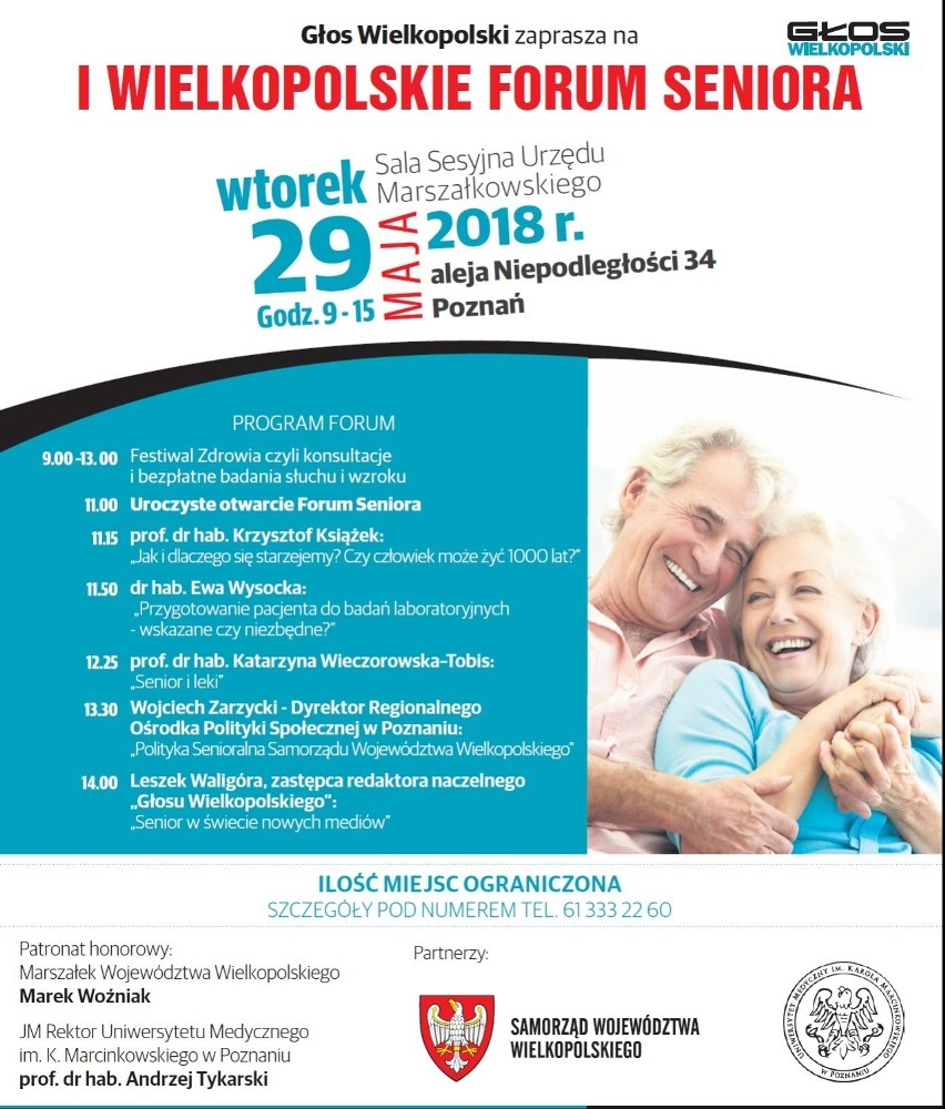 Wielkopolskie Forum Seniora: Odbędą się wykłady oraz bezpłatne badania wzroku i słuchu