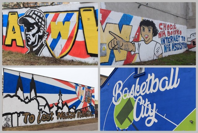 Murale we Włocławku stworzone przez kibiców piłki nożnej i koszykówki.