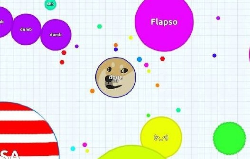 agar.io
Miejsce 3 zajęła popularna gra internetowa agar.io