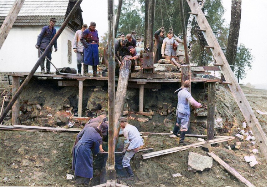 Budowa mostu pod Orzepowicami k. Rybnika .