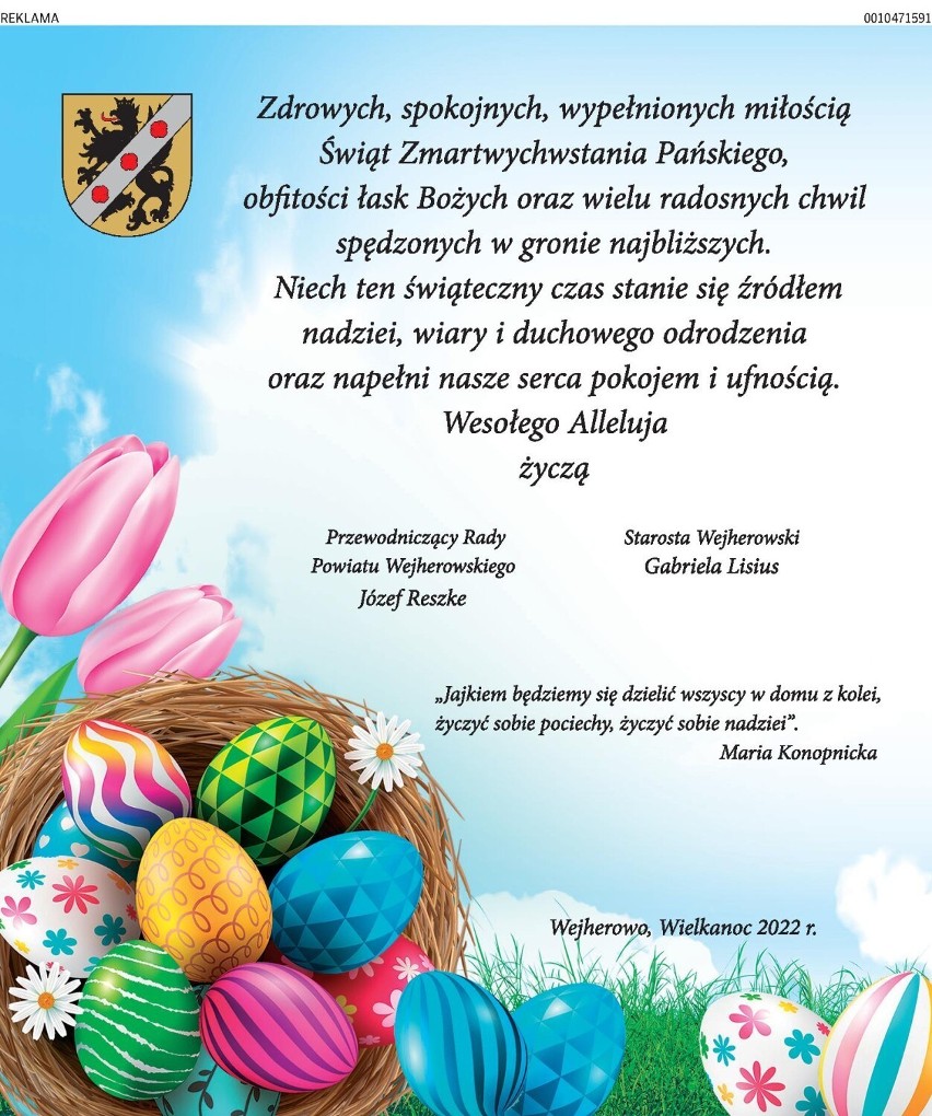 Wielkanoc 2022 w Lęborku, Wejherowie oraz powiecie wejherowskim. Oni życzą nam wesołych świąt! | GALERIA