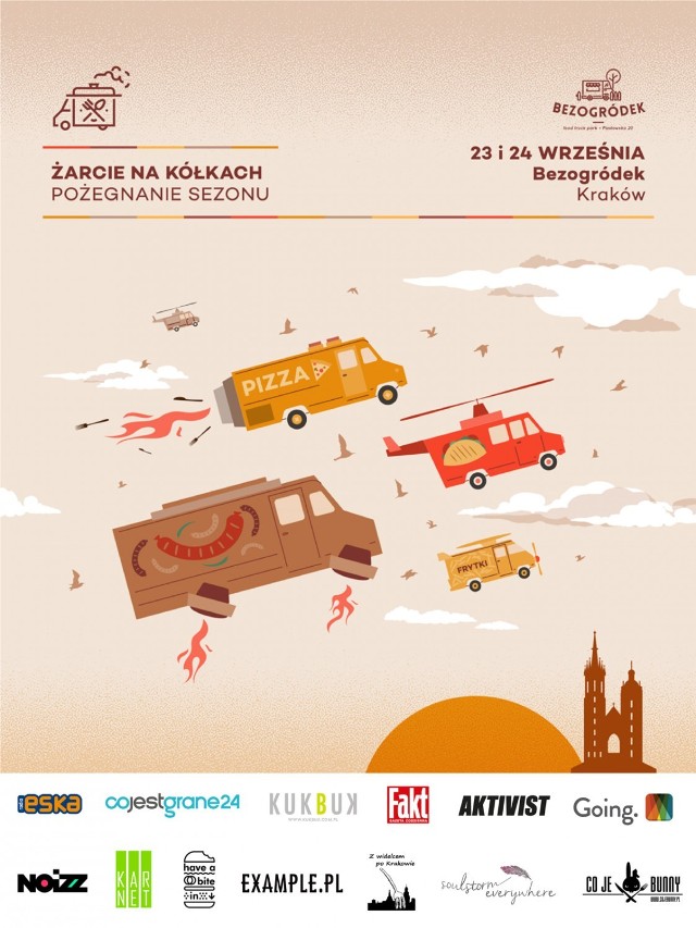 sobota, 23 września 2017, 12:00
Bezogródek food truck park, ul. Piastowska 20 

Lato, lato i po lecie. To ostatni dzwonek, aby napełnić brzuchy pysznościami z food trucków. 23 i 24 września w krakowskim Bezogródku, po raz ostatni w tym sezonie, zjadą się mobilne restauracje serwujące dania z najróżniejszych stron świata.