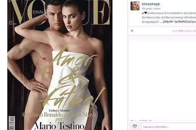 Cristiano Ronaldo i Irina Shayk na okładce "Vogue'a" (fot. screen z Instagram.com)