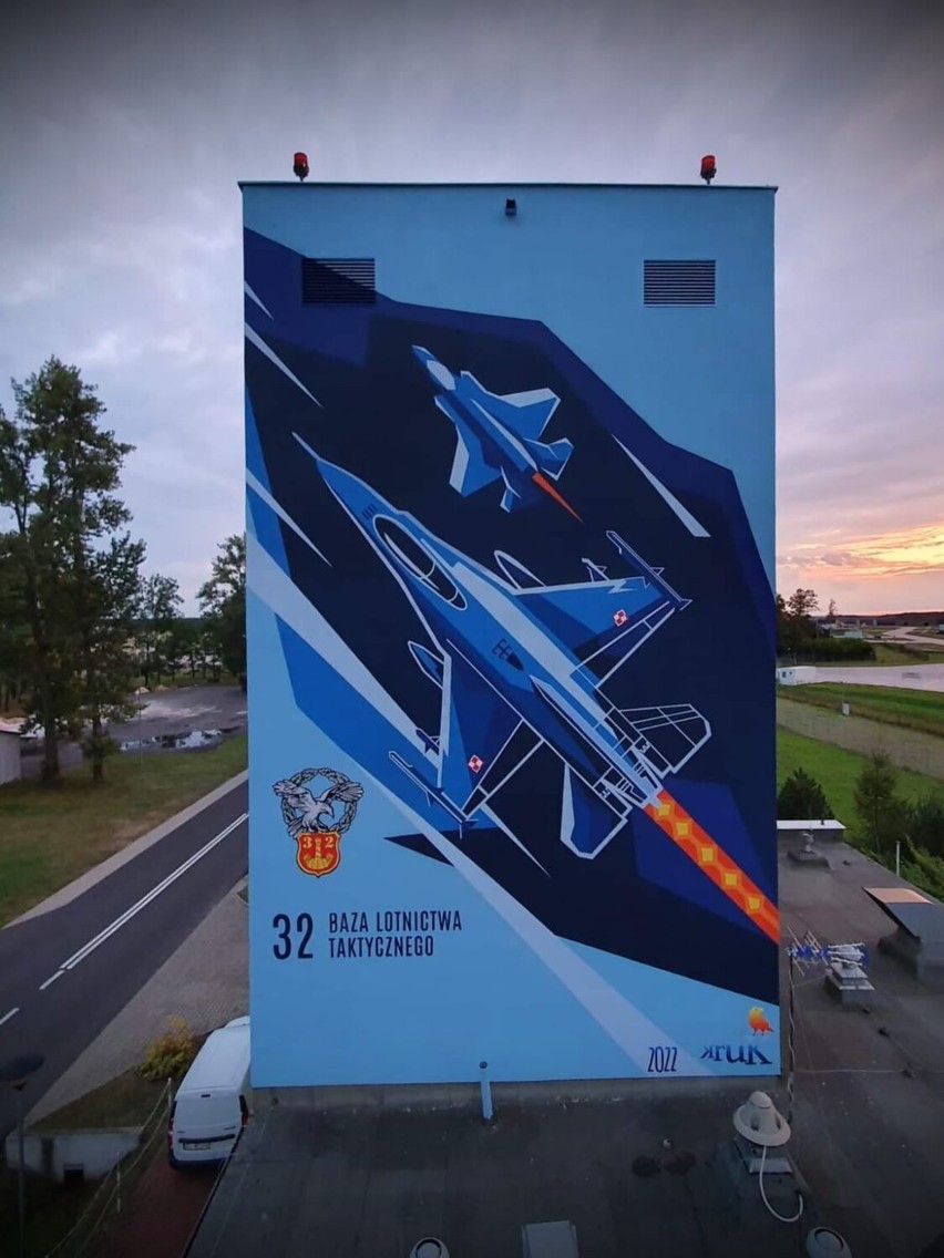 Mural w 32 Bazie Lotnictwa Taktycznego w Łasku sponsorował Lockheed Martin 