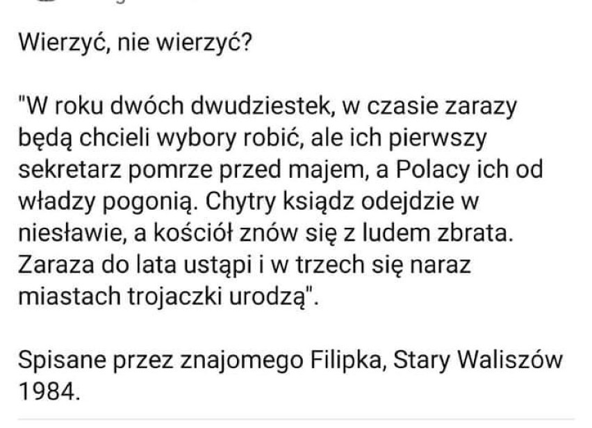 Treść rzekomej przepowiedni.

WSPOMNIENIE FILIPKA NA...