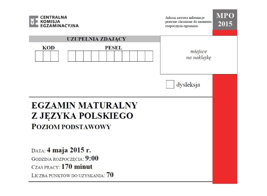 Matura 2015. Język polski - poziom podstawowy-liceum [ARKUSZE,PYTANIA,ODPOWIEDZI]