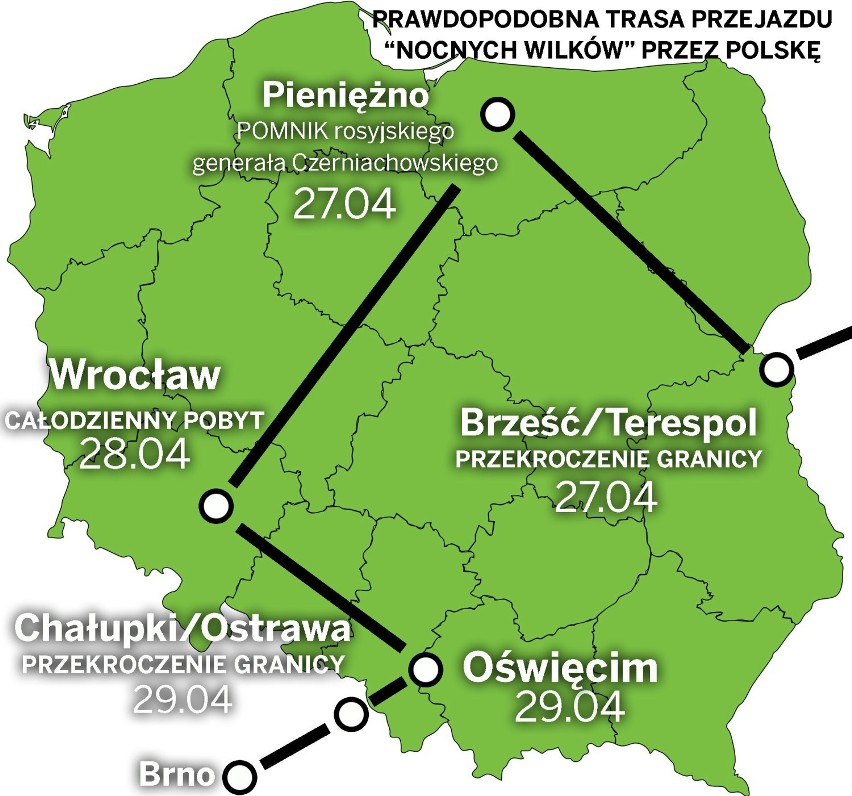 Czy tak będzie wyglądać trasa przejazdu Nocnych Wilków przez Polskę? Przekonamy się już wkrótce...