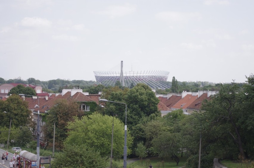 Widok znad trasy W-Z (Plac Zamkowy) na Pragę i Stadion...