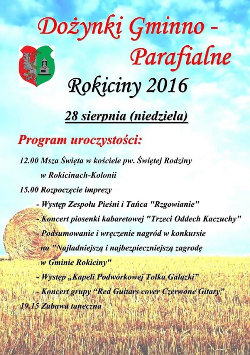 Dożynki 2016 w powiecie tomaszowskim. Kiedy i gdzie będą świętować rolnicy? [PLAKATY]