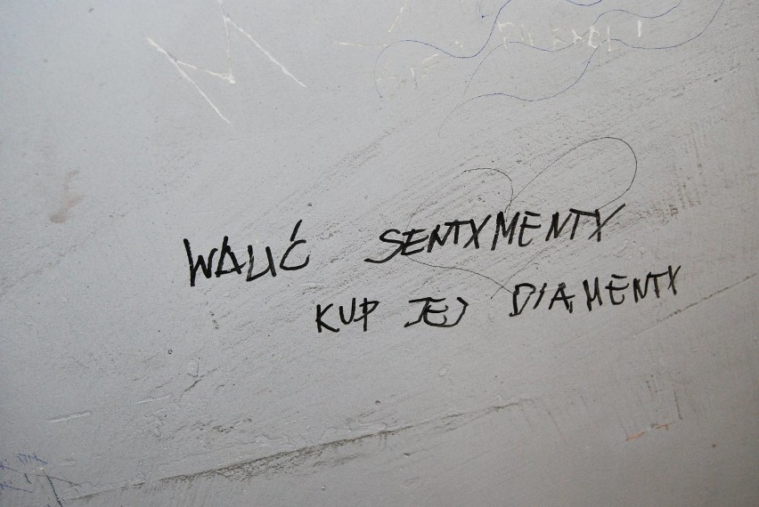 "Dzieła" osadzonych w opuszczonym areszcie w woj. śląskim. Zobacz co pisali po ścianach