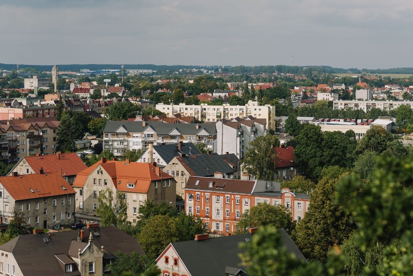 Widok z wieży ciśnień przy ul. Witosa w Żarach.