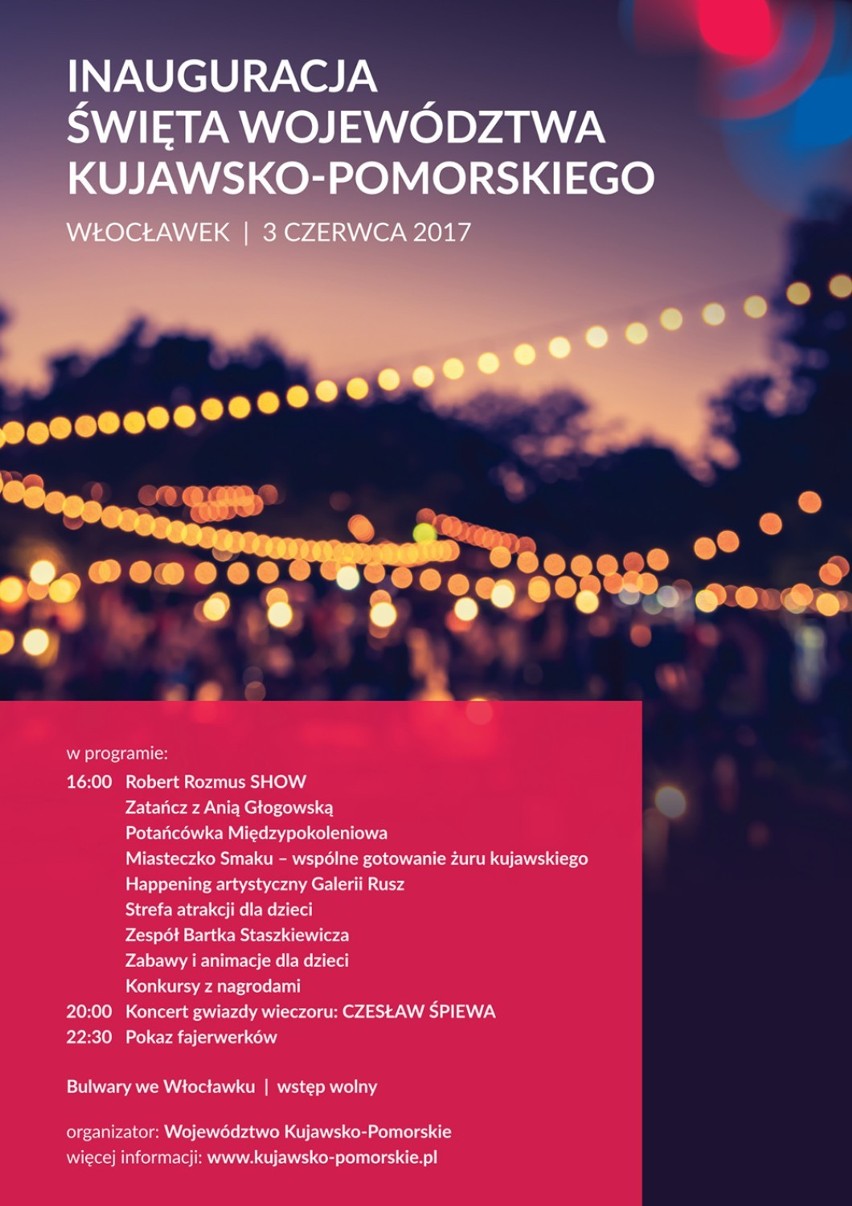Święto województwa kujawsko-pomorskiego 2017. Program imprez i koncertów