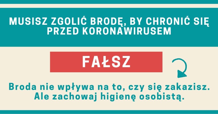 Koronawirus - alkohol chroni? Czy trzeba zgolić brodę? Oto FAKTY i MITY