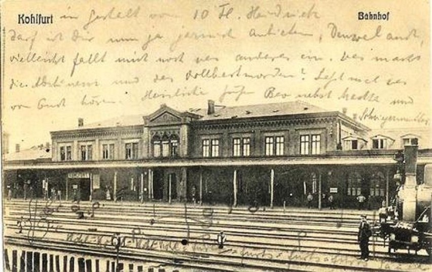 Zdjęcie dworca w Węglińcu sprzed ponad 100 lat