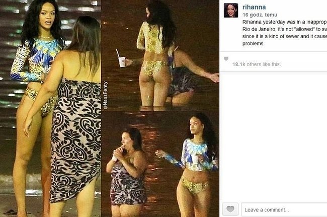 Rihanna na plaży w Rio de Janeiro...