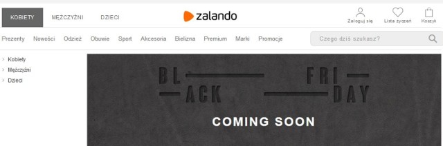 Black Friday na pewno możemy spodziewać się w popularnym sklepie internetowym Zalando. Na razie na stronie pojawiła się zapowiedź - jeszcze nie wiadomo, jakie rabaty przygotował sklep.