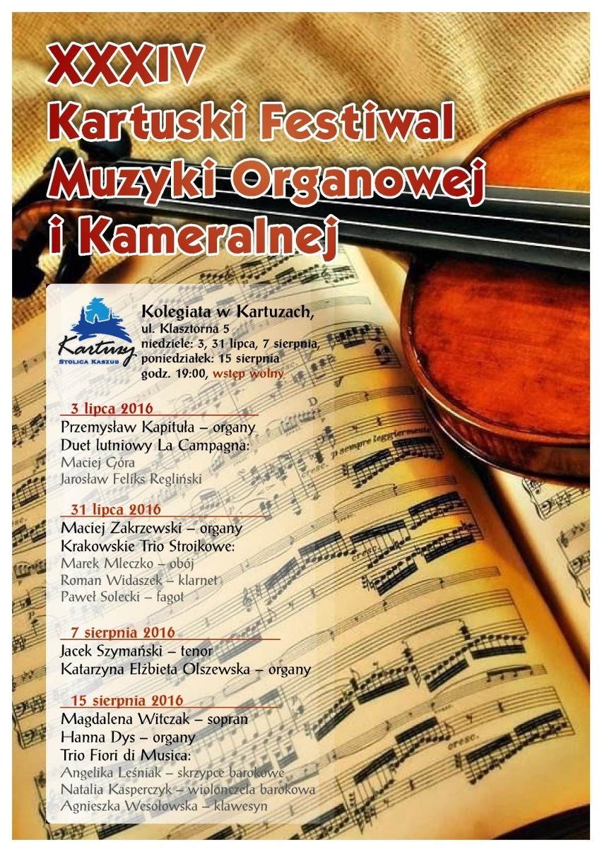 XXXIV Kartuski Festiwal Muzyki Organowej i Kameralnej w Kartuzach