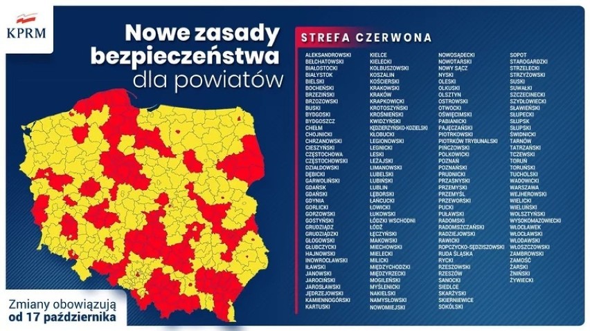 Głogów w czerwonej strefie! Zobacz pełną listę powiatów z listy! Nie będzie wesel, ograniczenia w sklepach