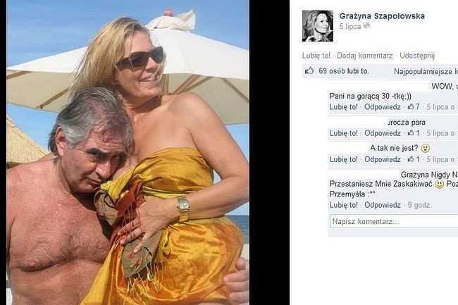 Grażyna Szapołowska na plaży (fot. screen z Facebook.com)