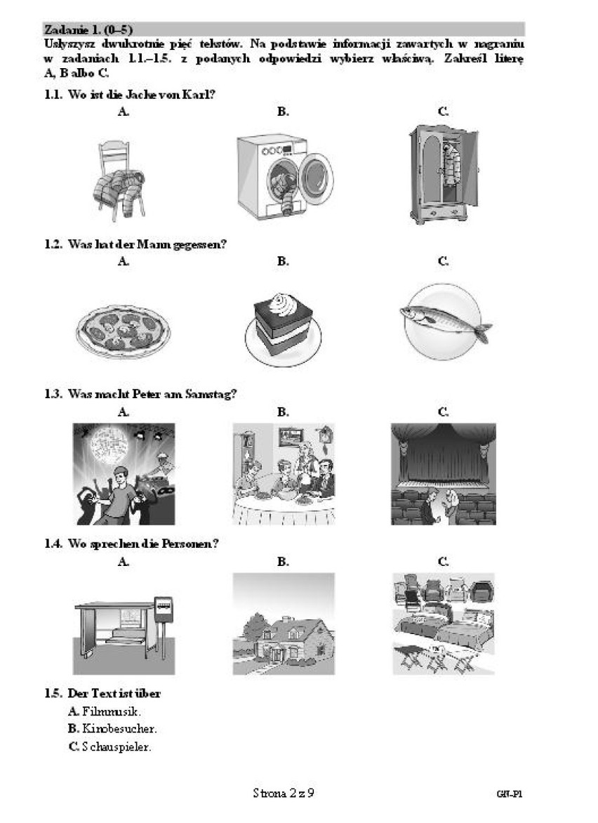 Egzamin gimnazjalny 2015 z CKE. Język niemiecki podstawowy...
