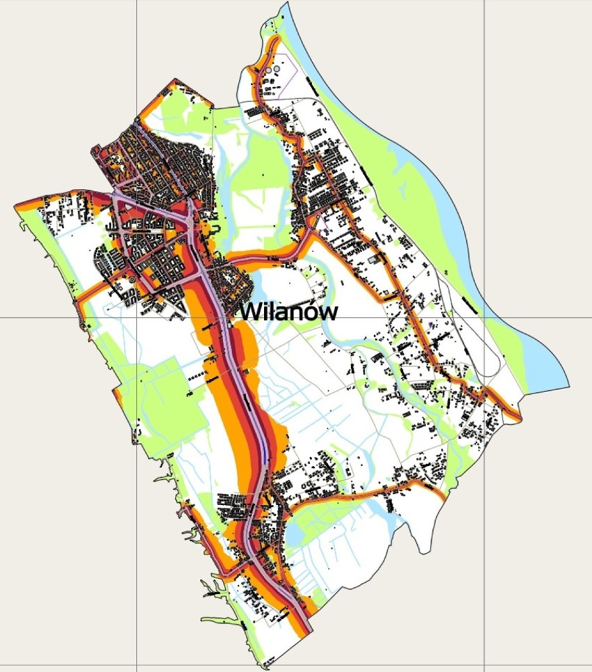 Mapa przedstawia długookresowy średni poziom dźwięku...