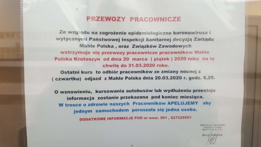 Firma Mahle wstrzymuje produkcję przez epidemię koronawirusa. Pracownicy boją się o pracę