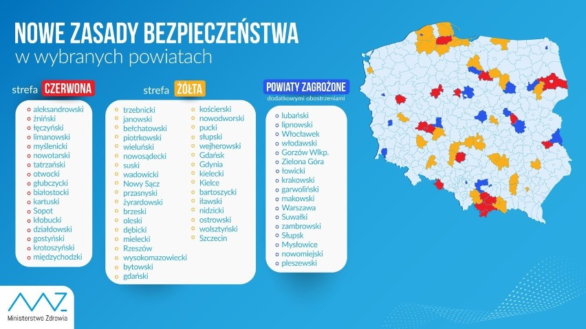 Lista stref związanych z pandemią koronawirusa