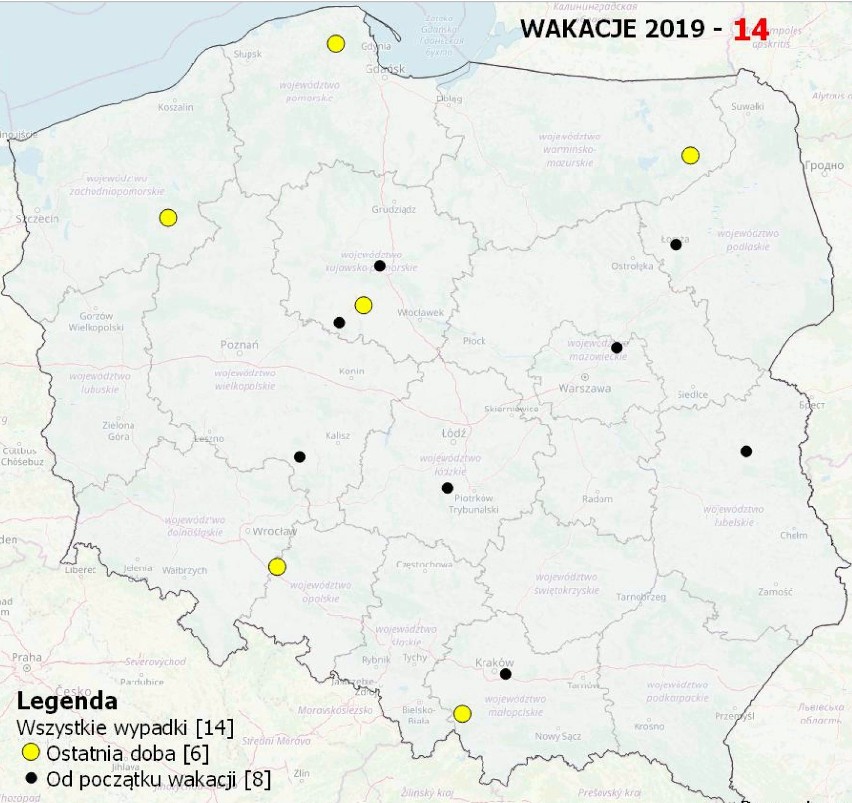 Mapa śmiertelnych wypadków. Jest punkt z Wielkopolski