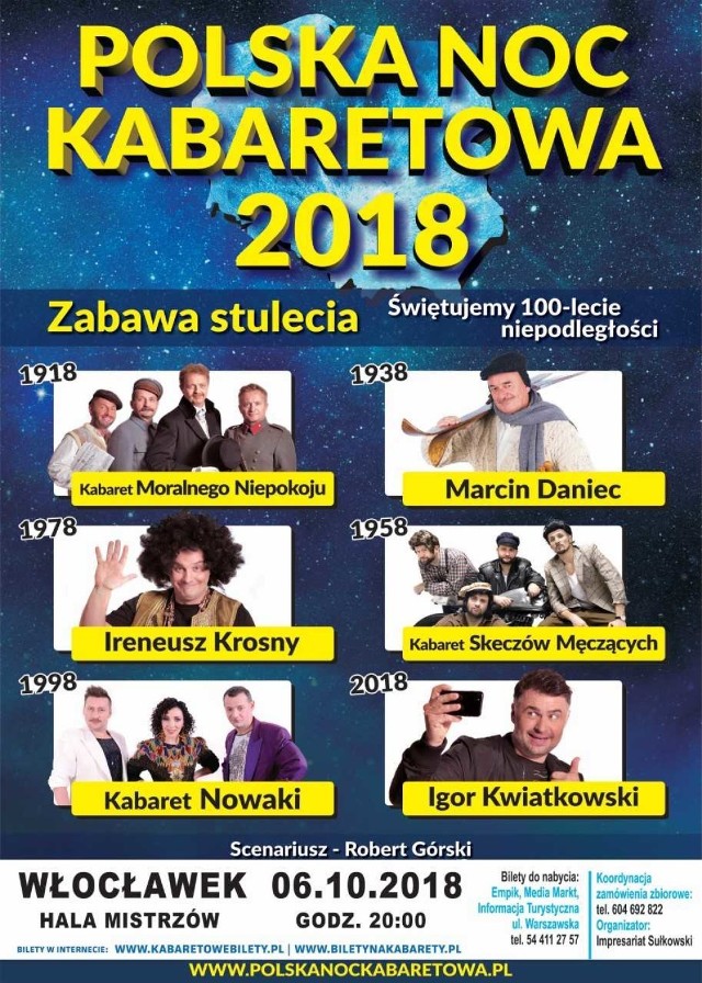 Polska Noc Kabaretowa Włocławek 2018 we Włocławku 6 października