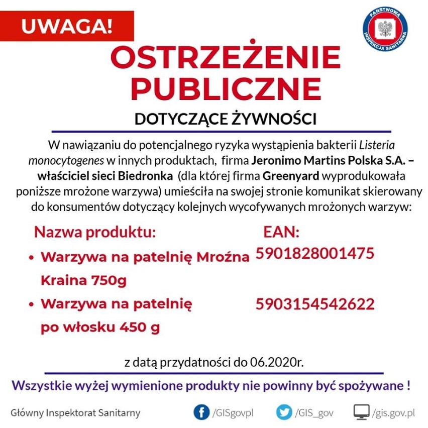 GIS ostrzega: groźne bakterie w mrożonkach! Szczególnie niebezpieczne dla kobiet w ciąży. Biedronka wycofuje produkty