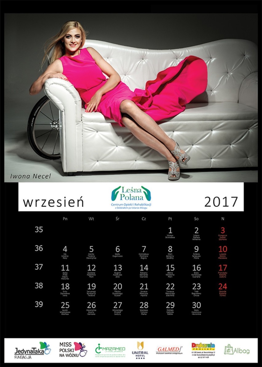 Miss Polski na Wózku 2016 na kartach kalendarza. Wśród nich Elżbieta Zarzecka z Augustowa [ZDJĘCIA]