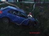 Wypadek w Gierczycach. Auto uderzyło w barierę i wpadł do rowu