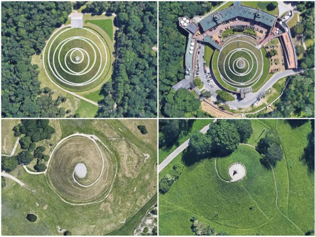 Oto krakowskie kopce, które dominują w panoramie stolicy Małopolski. W lewym górnym rogu kopiec Piłsudskiego, w prawym górnym rogu kopiec Kościuszki, w dolnym lewym kopiec Kraka a z prawej kopiec Wandy