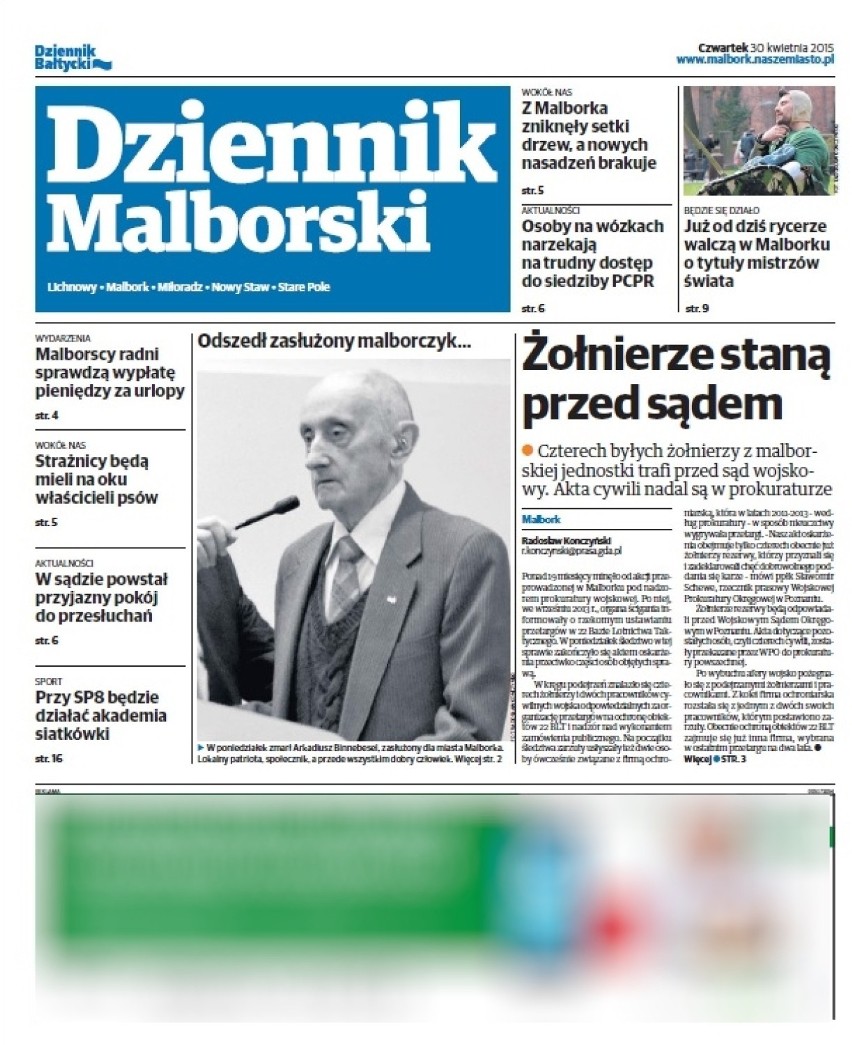 "Dziennik Malborski" w sprzedaży już dzisiaj (30 kwietnia). Zachęcamy do lektury