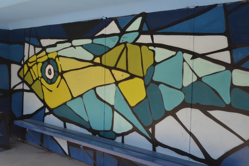 Graffiti z rybą nad Zalewem Rybnickim