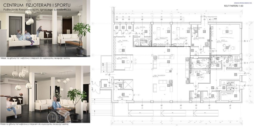 Klub studencki Plus zmieni się w Centrum Fizjoterapii i Sportu Politechniki Rzeszowskiej im. Ignacego Łukasiewicza [WIZUALIZACJE]