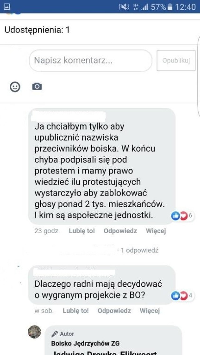 Jeden z komentarzy dotyczących inwestycji...