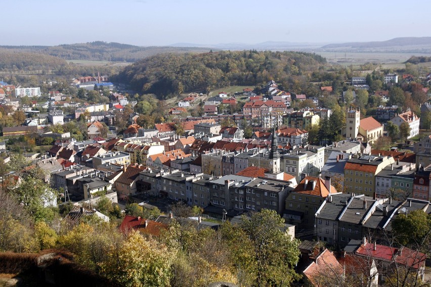 Widok na miasto z wieży Zamku w BOLKOWIE