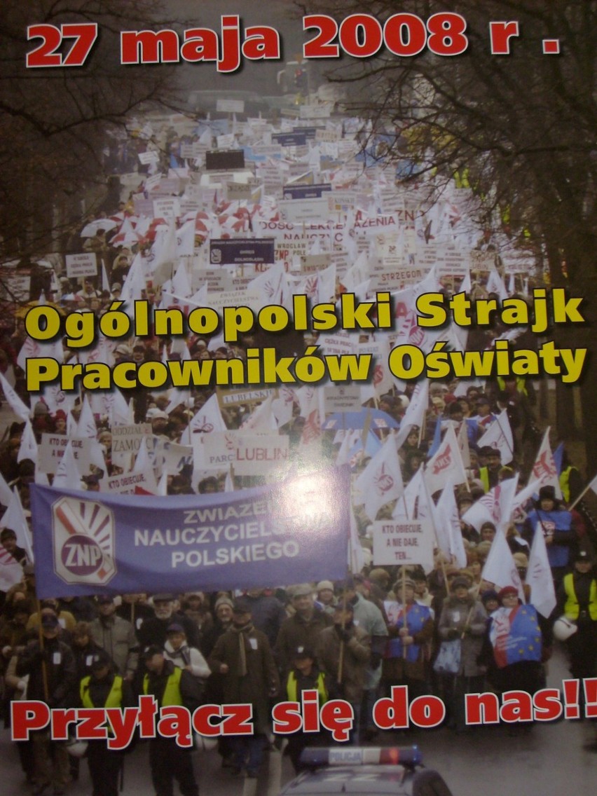 Plakat zachęcający do wzięcia udziału w strajku.