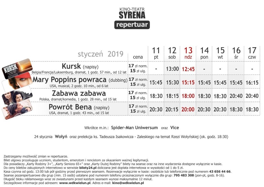 Repertuar kina Syrena w Wieluniu od 11 do 17 stycznia [ZWIASTUNY]
