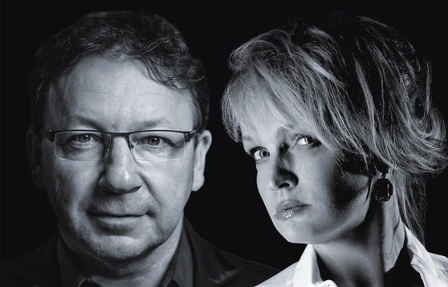Zdjęcie z plakatu reklamującego recital Adrianny Biedrzyńskiej i Zbigniewa Zamachowskiego.