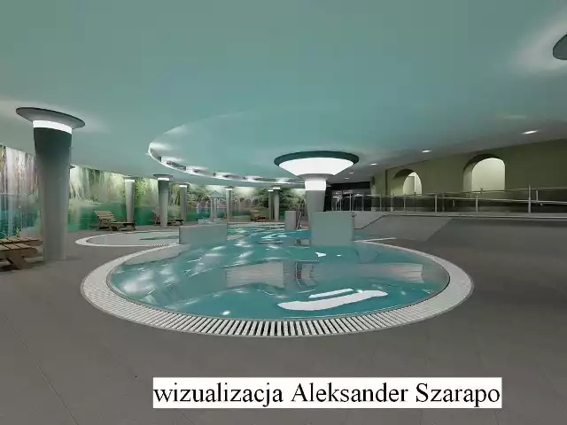 Tak według wstępnych planów miał wyglądać basen rehabilitacyjny dla kuracjuszy, zlokalizowany pod ogrodami Domu Zdrojowego w Szczawnie-Zdroju